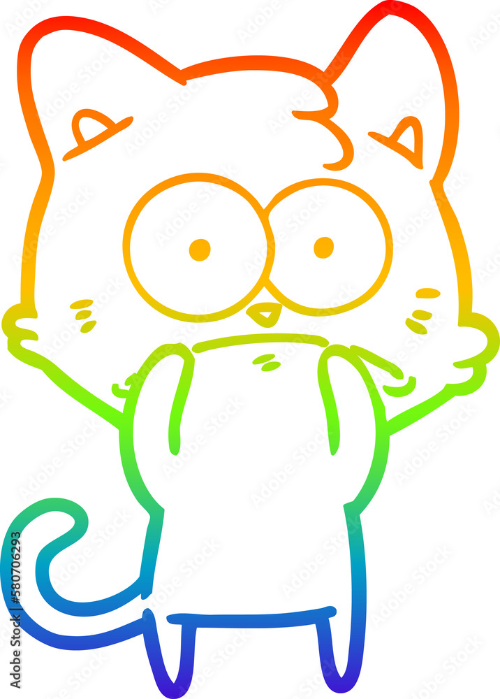 Obraz premium rainbow gradient line drawing cartoon nervous cat