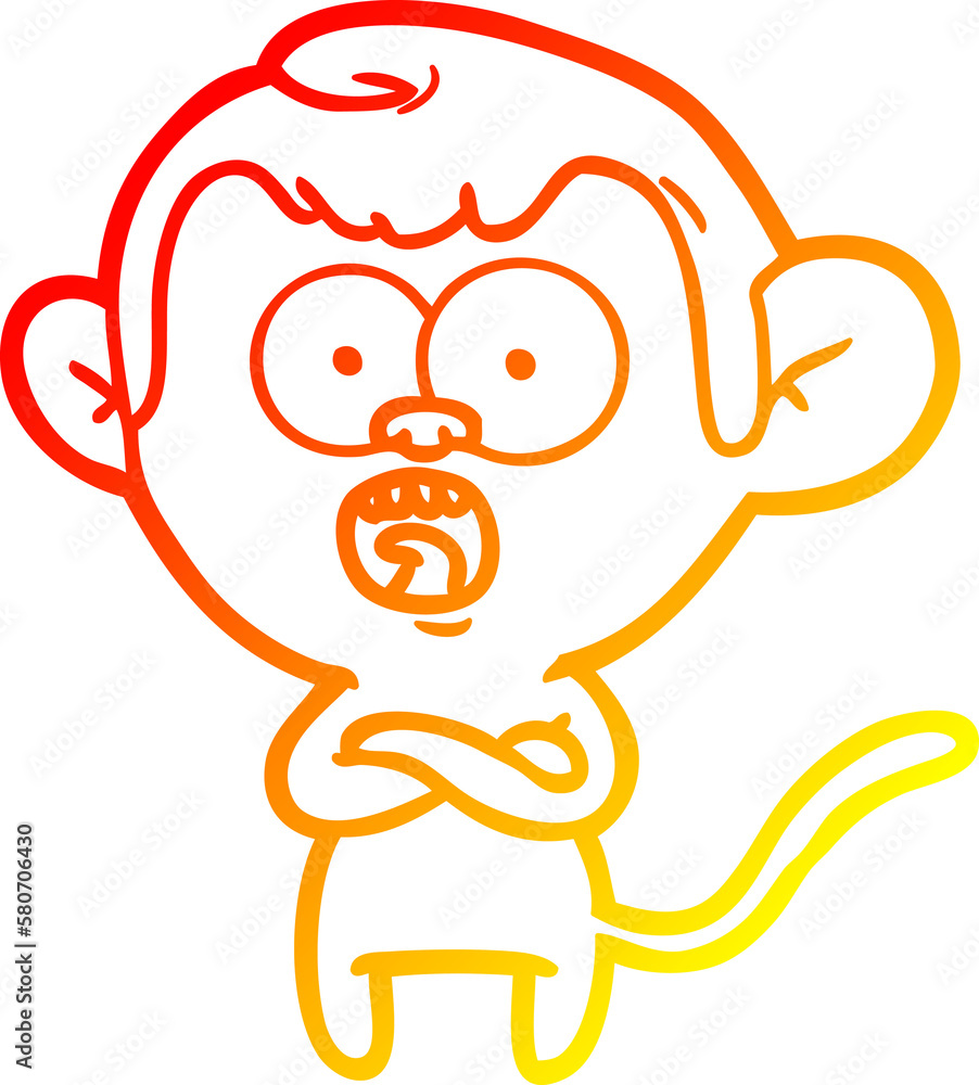 warm gradient line drawing cartoon shocked monkey warm gradient line drawing cartoon shocked monkey