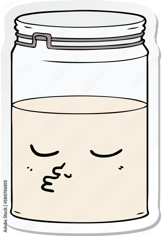 sticker of a cartoon glass jar sticker of a cartoon glass jar