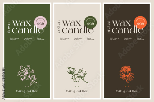 Abstract botanical vector cosmetics printable label design template for branding packaging design