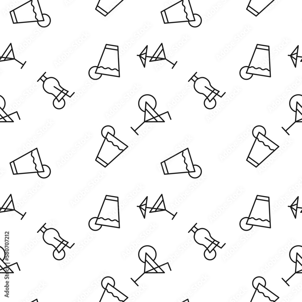 Obraz premium Seamless vector monochrome pattern of various cocktail glasses for covers, shops, wrappers, sites, apps