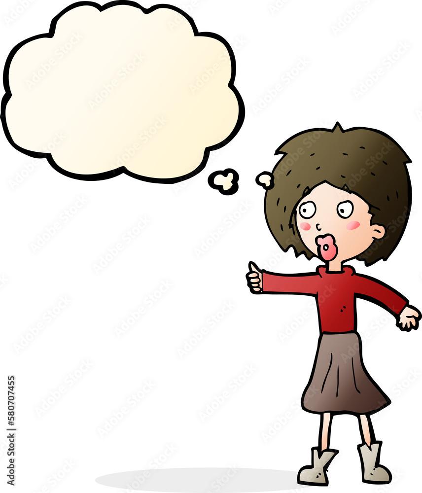 cartoon woman with thought bubble cartoon woman with thought bubble