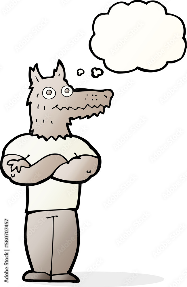 cartoon werewolf with thought bubble cartoon werewolf with thought bubble