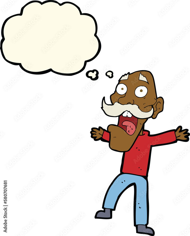 cartoon shocked old man with thought bubble cartoon shocked old man with thought bubble