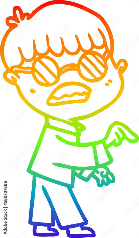 rainbow gradient line drawing cartoon boy wearing spectacles rainbow gradient line drawing cartoon boy wearing spectacles