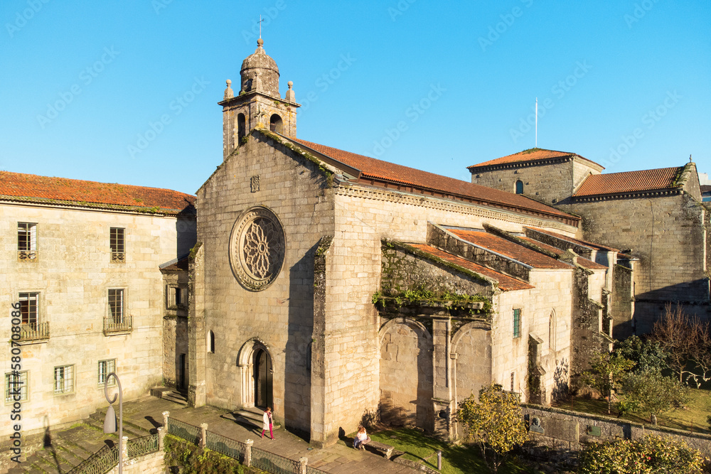 Aerial view of Convent of San Francisco, Pontevedra, Galicia, Spain. High quality photo
