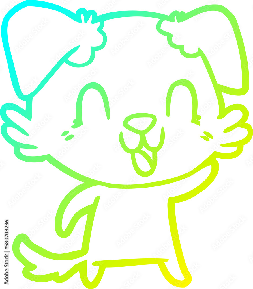 Fototapeta premium cold gradient line drawing laughing cartoon dog