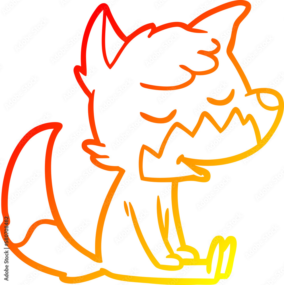 warm gradient line drawing friendly cartoon sitting fox warm gradient line drawing friendly cartoon sitting fox