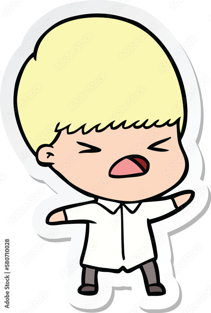 sticker of a cartoon stressed man