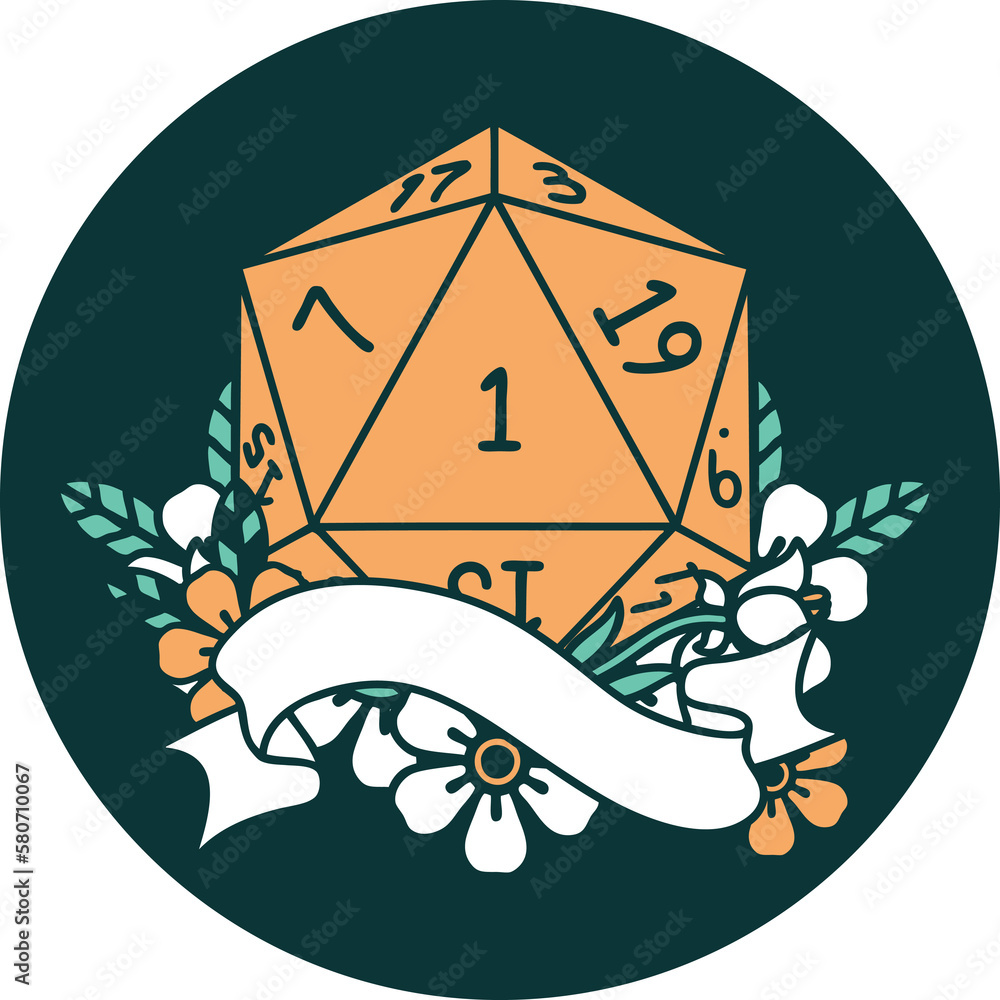natural one d20 dice roll icon natural one d20 dice roll icon