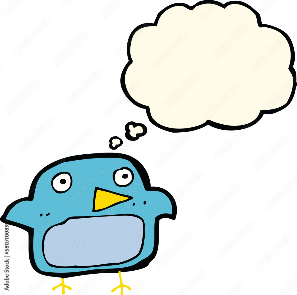 cartoon bluebird with thought bubble cartoon bluebird with thought bubble