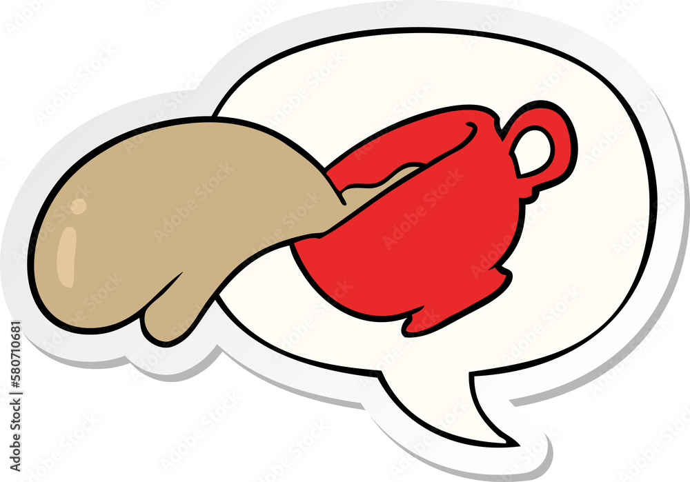 cartoon mug of coffee and speech bubble sticker cartoon mug of coffee and speech bubble sticker