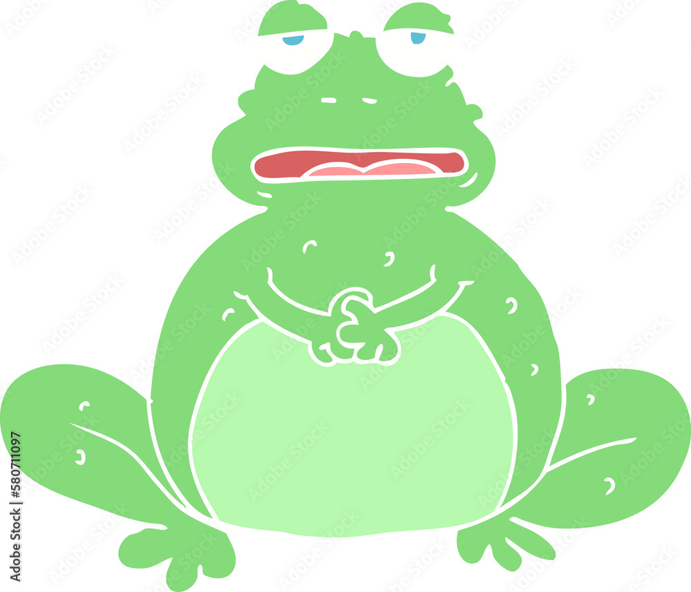 Obraz premium flat color illustration of a cartoon frog