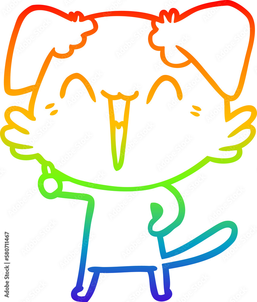 rainbow gradient line drawing happy little dog cartoon rainbow gradient line drawing happy little dog cartoon
