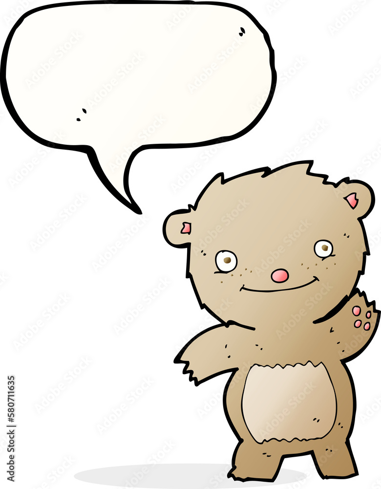 cartoon waving teddy bear with speech bubble cartoon waving teddy bear with speech bubble