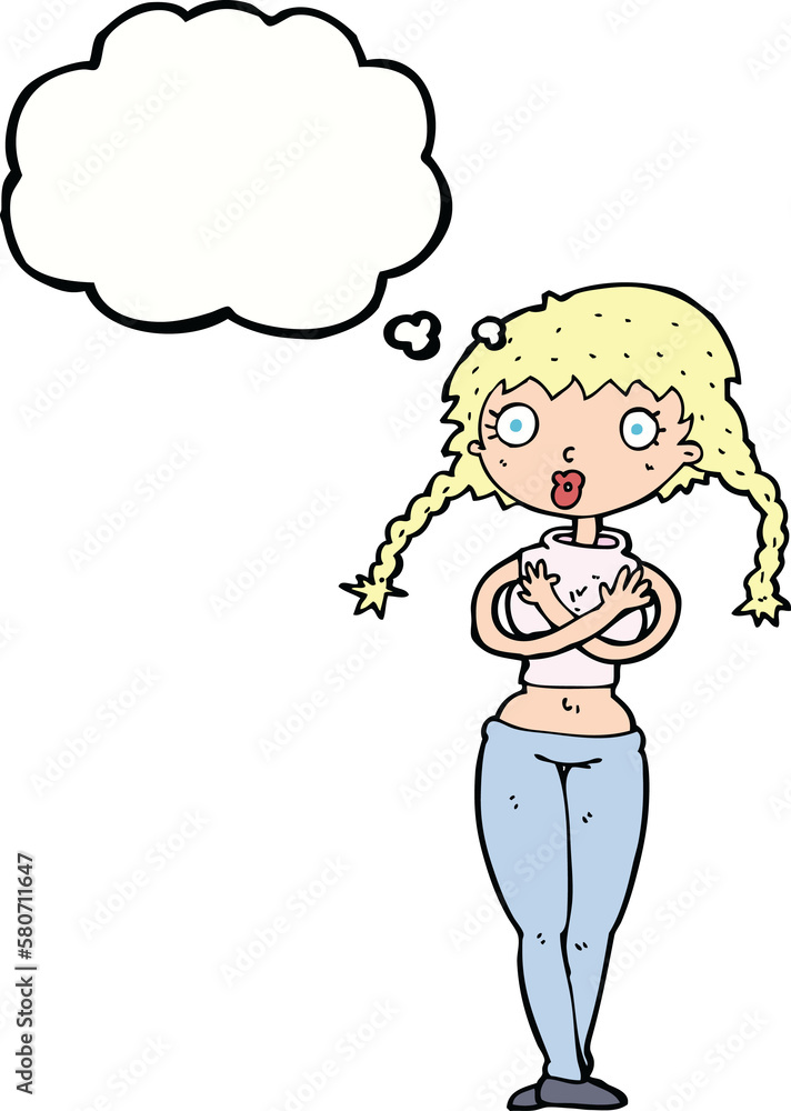 cartoon offended woman covering herself with thought bubble cartoon offended woman covering herself with thought bubble
