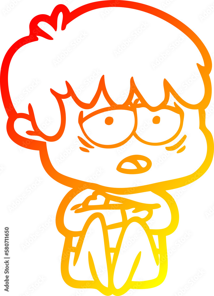 warm gradient line drawing cartoon exhausted boy warm gradient line drawing cartoon exhausted boy
