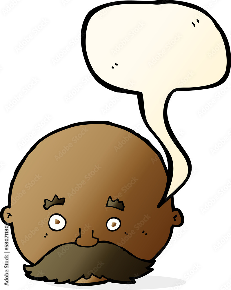 cartoon bald man with mustache with speech bubble cartoon bald man with mustache with speech bubble