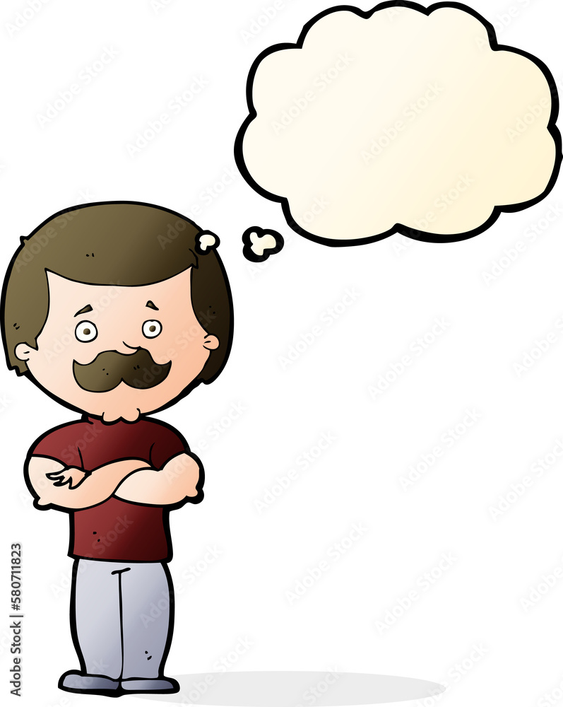 cartoon manly mustache man with thought bubble cartoon manly mustache man with thought bubble