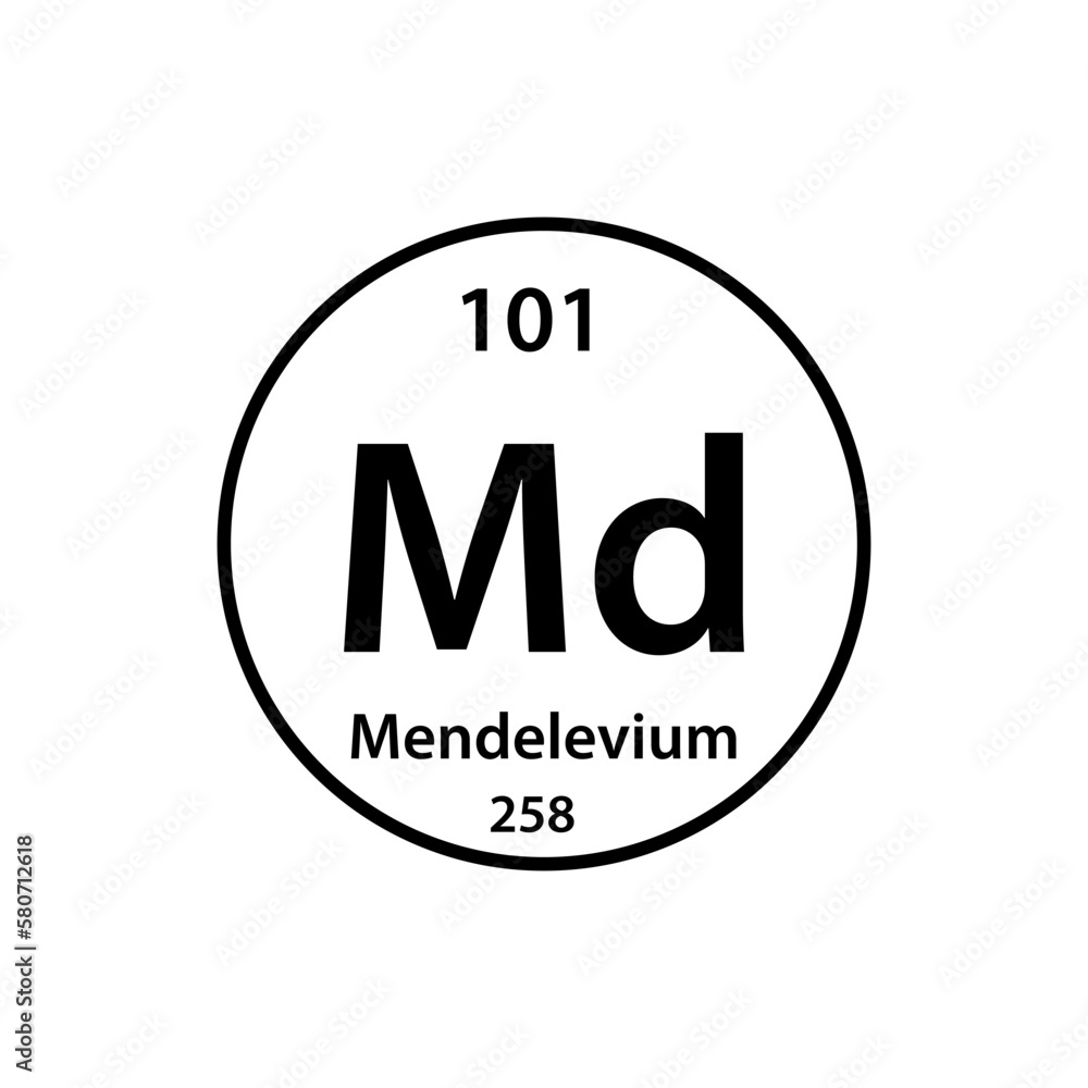Mendelevium element periodic table icon vector logo design template Mendelevium element periodic table icon vector logo design template