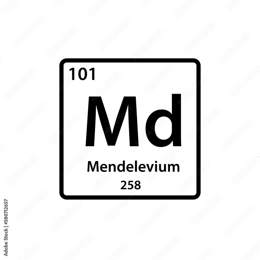 Mendelevium element periodic table icon vector logo design template Mendelevium element periodic table icon vector logo design template