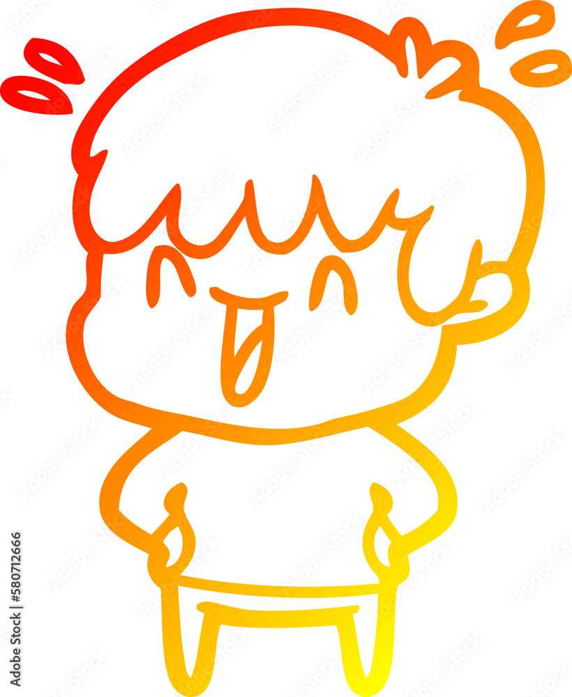 warm gradient line drawing cartoon laughing boy warm gradient line drawing cartoon laughing boy