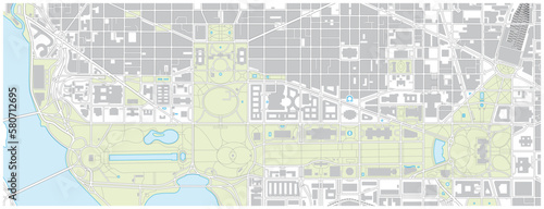 Vector map of the National Mall in Washington DC, United States