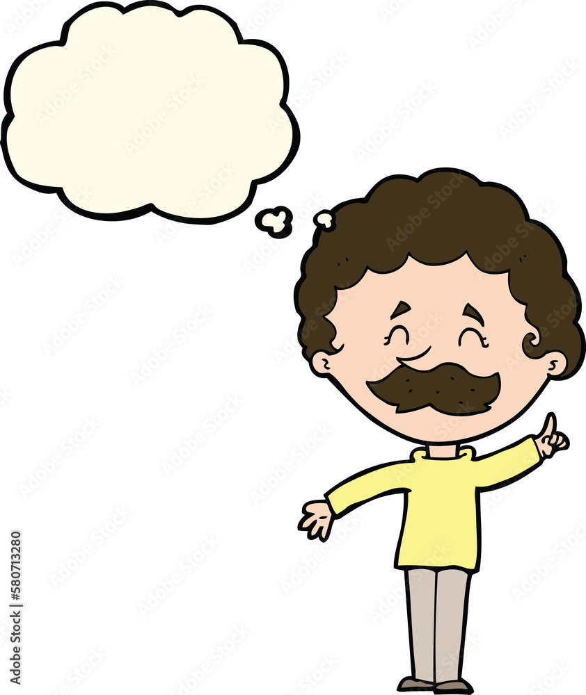 cartoon man with idea with thought bubble cartoon man with idea with thought bubble