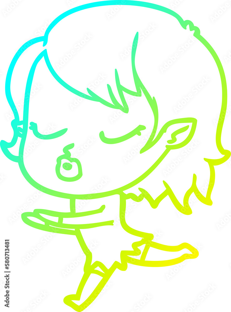 cold gradient line drawing cute cartoon vampire girl cold gradient line drawing cute cartoon vampire girl