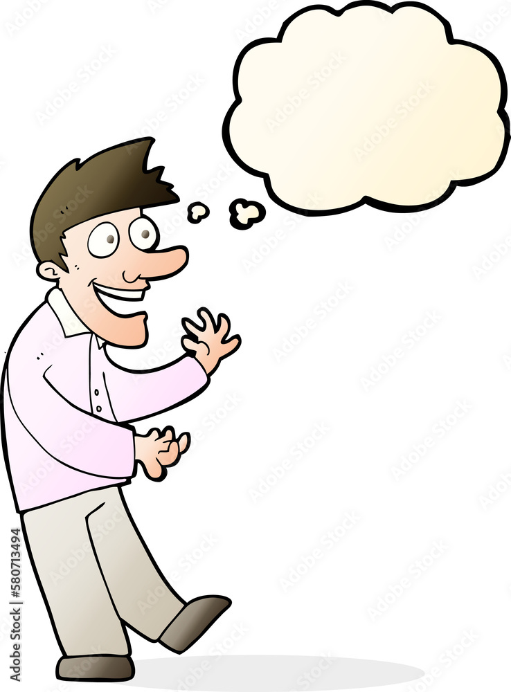 cartoon excited man with thought bubble cartoon excited man with thought bubble