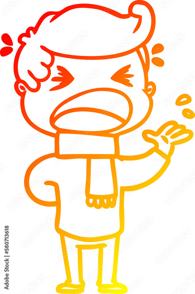 warm gradient line drawing cartoon shouting man warm gradient line drawing cartoon shouting man