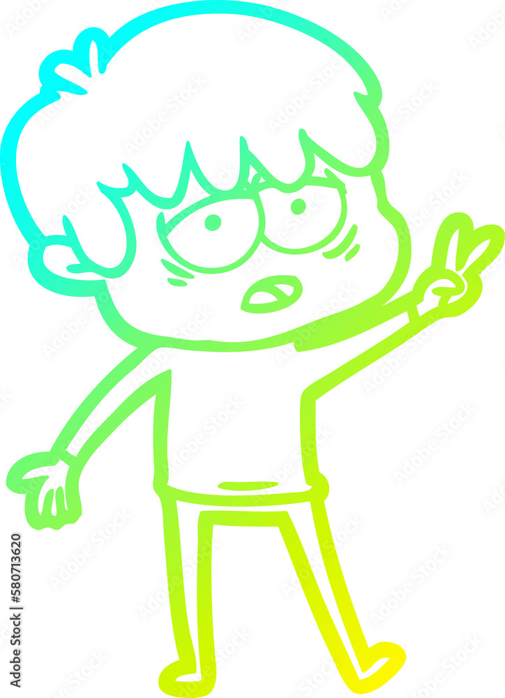 cold gradient line drawing cartoon exhausted boy cold gradient line drawing cartoon exhausted boy