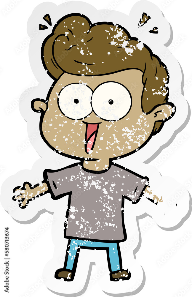 distressed sticker of a cartoon staring man distressed sticker of a cartoon staring man