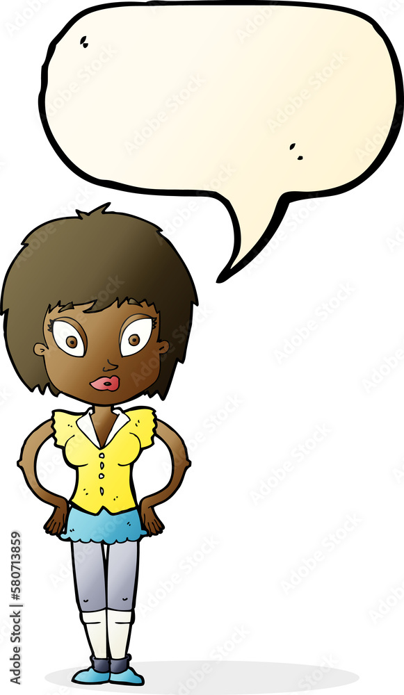 cartoon pretty girl with speech bubble cartoon pretty girl with speech bubble