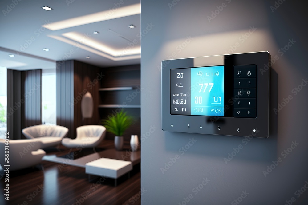 Modern smart home and control panel.AI technology generated image