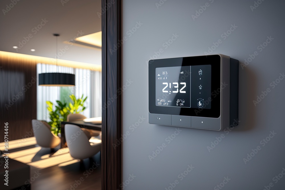 Modern smart home and control panel.AI technology generated image