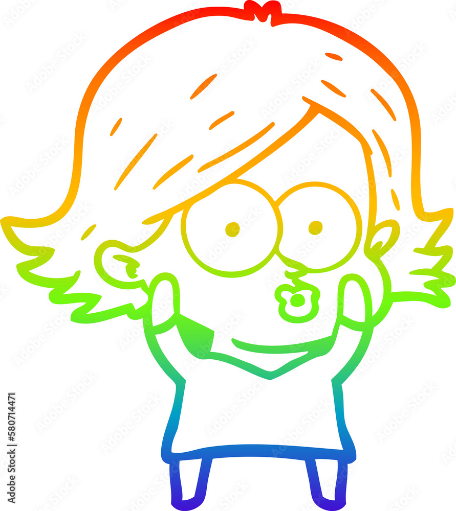 rainbow gradient line drawing cartoon girl pouting rainbow gradient line drawing cartoon girl pouting