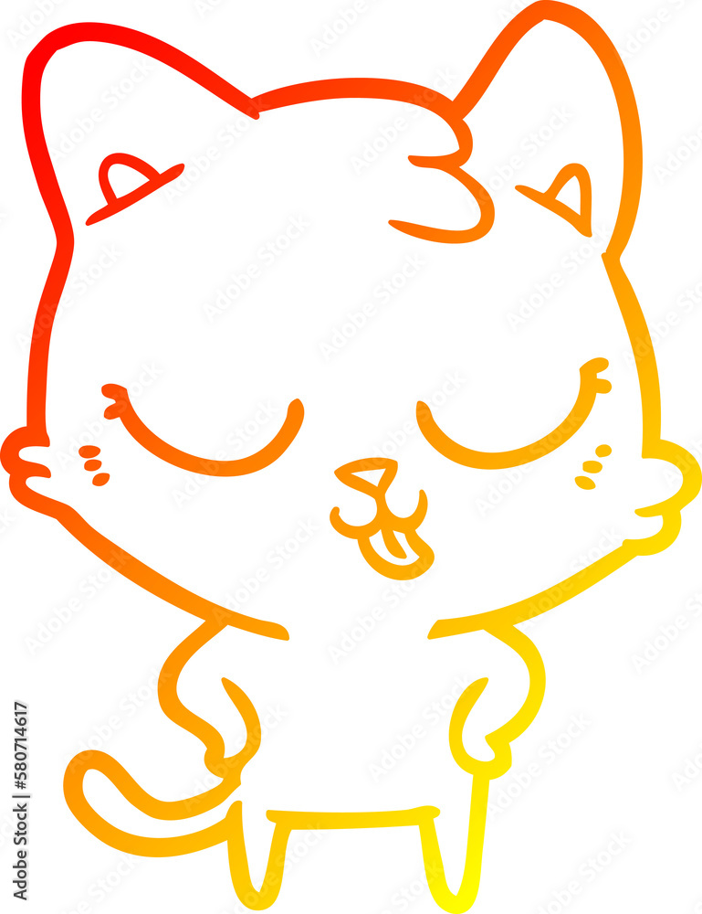 warm gradient line drawing cartoon cat warm gradient line drawing cartoon cat
