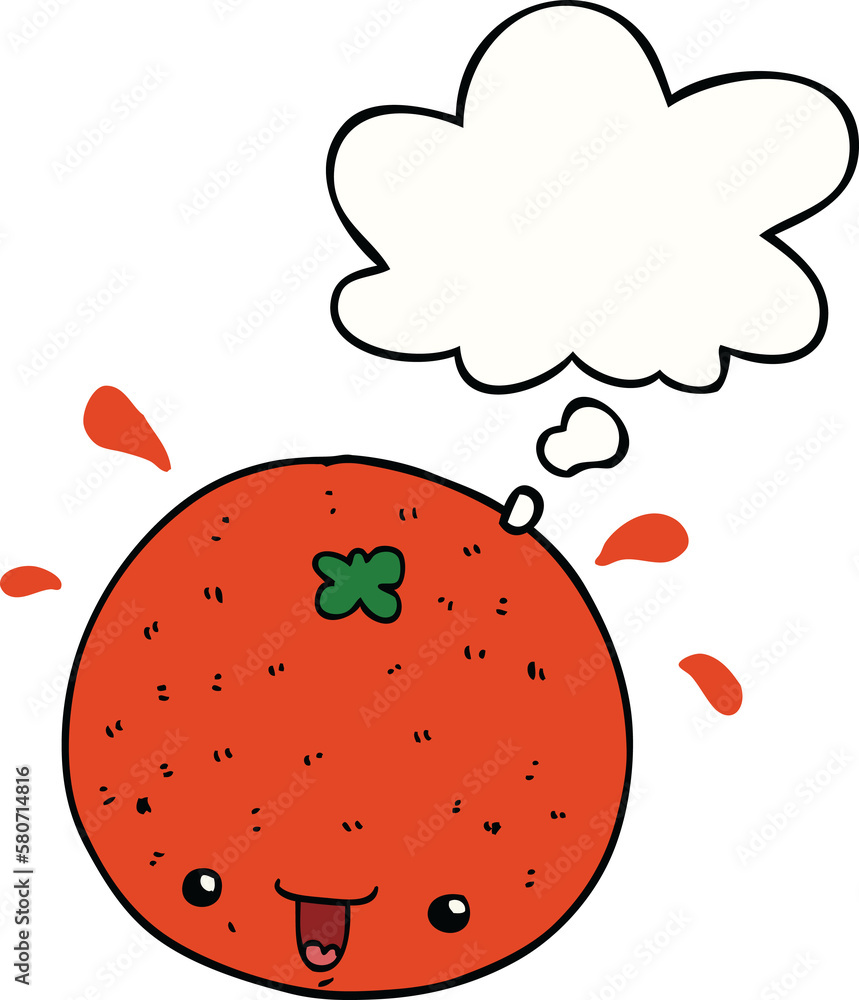 cartoon orange and thought bubble cartoon orange and thought bubble