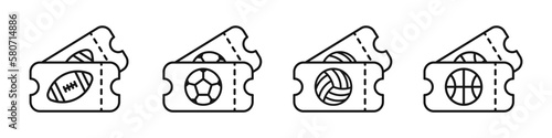 Sports ticket vector set. Sports games coupon, football ticket