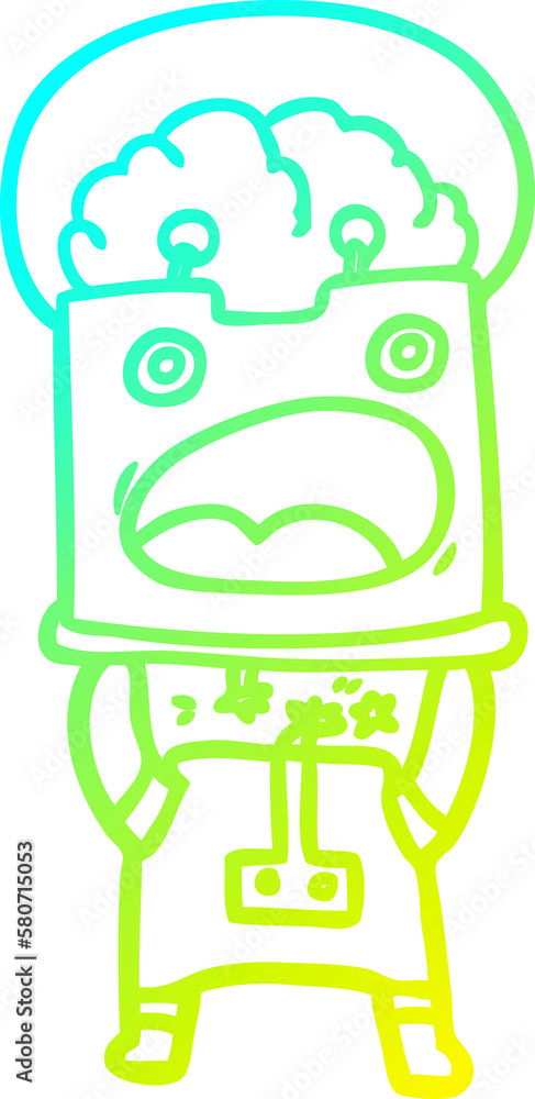 cold gradient line drawing cartoon robot cold gradient line drawing cartoon robot