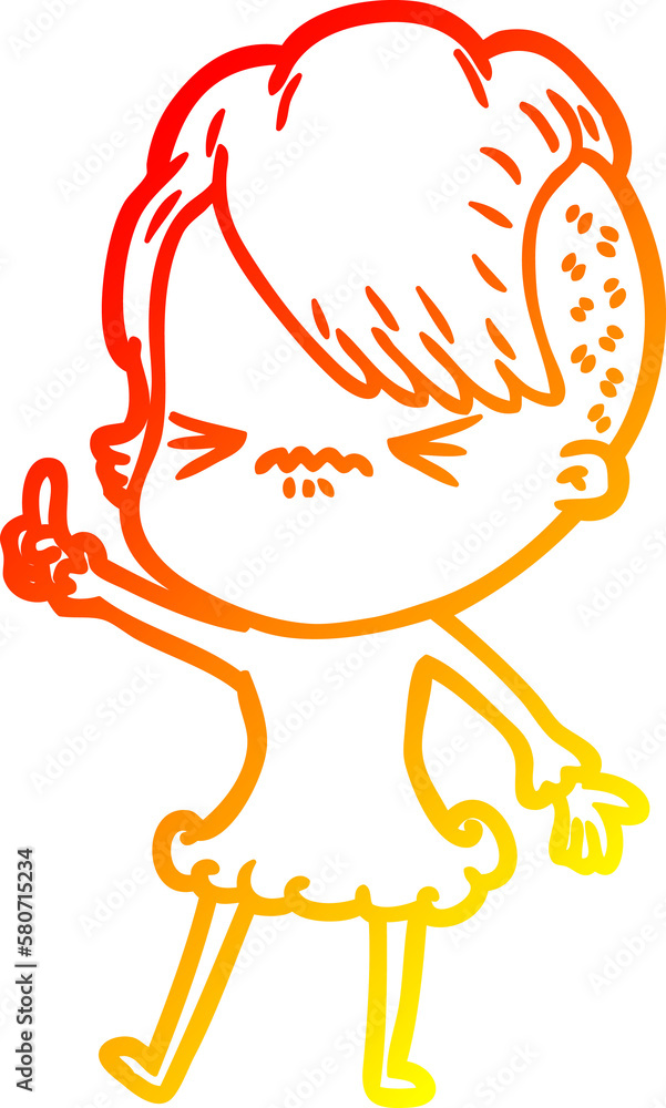 warm gradient line drawing cartoon annoyed hipster girl warm gradient line drawing cartoon annoyed hipster girl