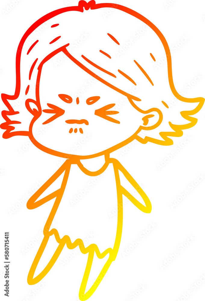 warm gradient line drawing cartoon angry woman warm gradient line drawing cartoon angry woman