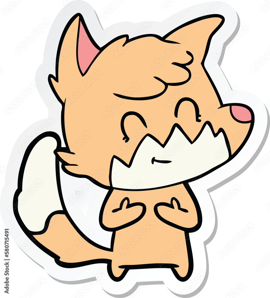 Obraz premium sticker of a cartoon friendly fox