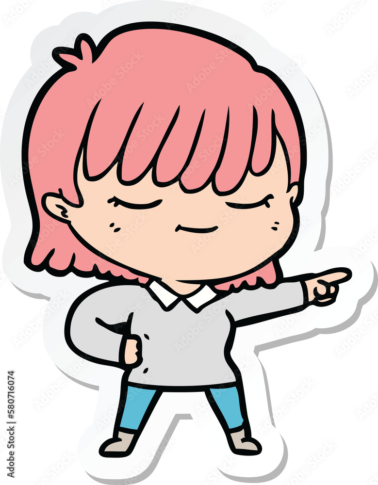 sticker of a cartoon woman sticker of a cartoon woman