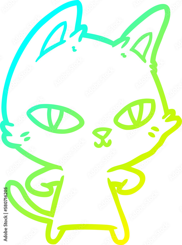 cold gradient line drawing cartoon cat staring cold gradient line drawing cartoon cat staring