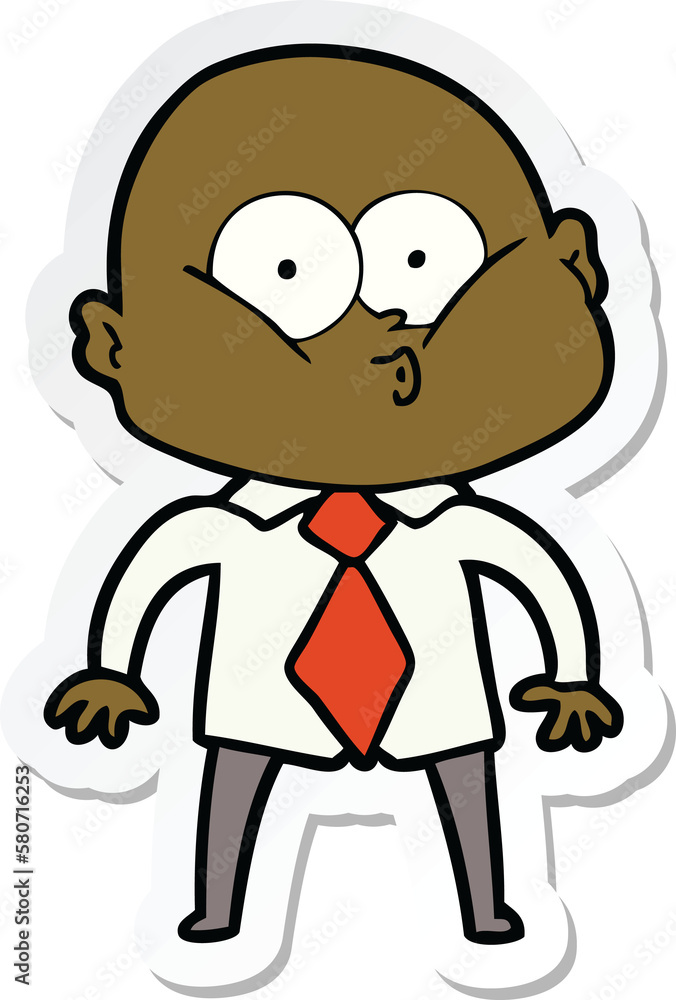 sticker of a cartoon bald man staring