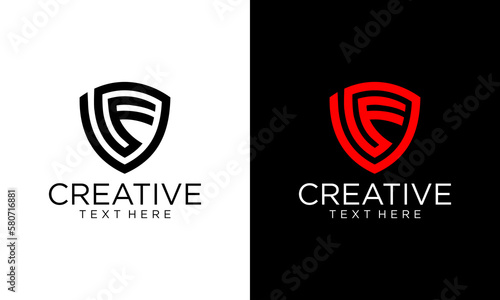 letter symbol F shield modern logo