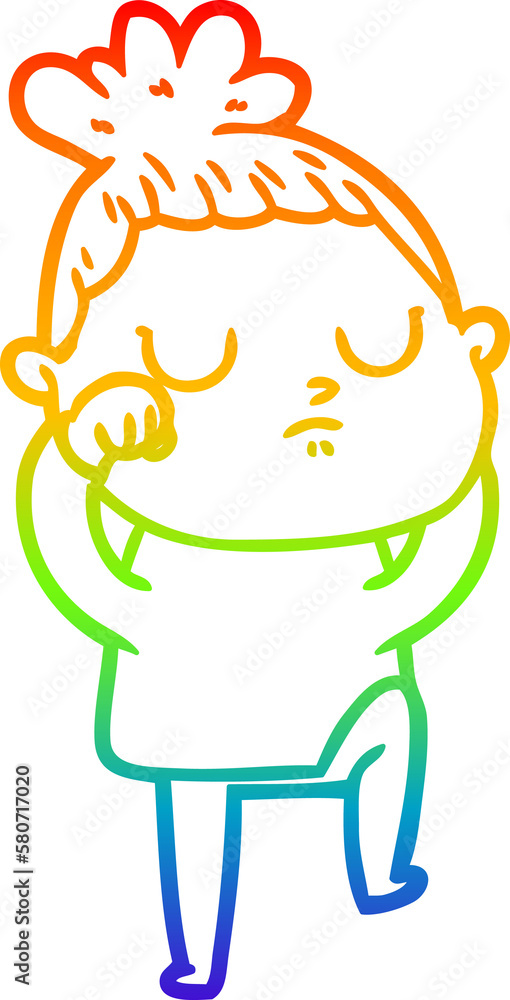 rainbow gradient line drawing cartoon calm woman rainbow gradient line drawing cartoon calm woman
