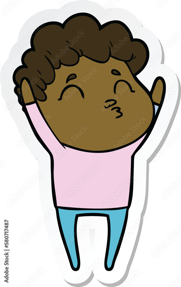 sticker of a cartoon man pouting sticker of a cartoon man pouting